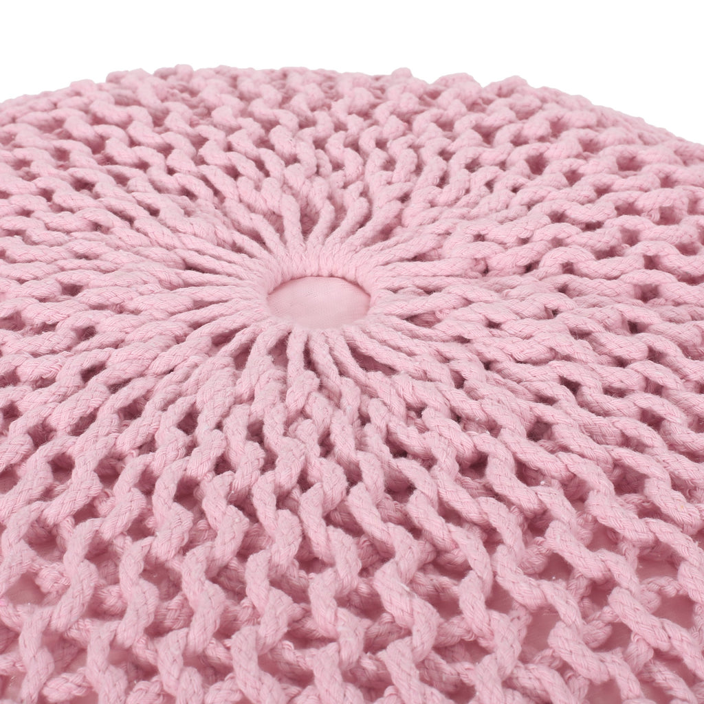 Beryl Modern Knitted Cotton Round Pouf