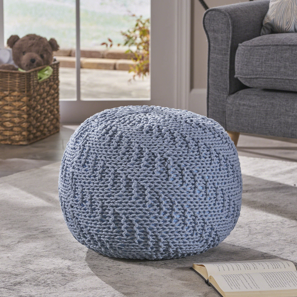 Hershel Knitted Cotton Pouf