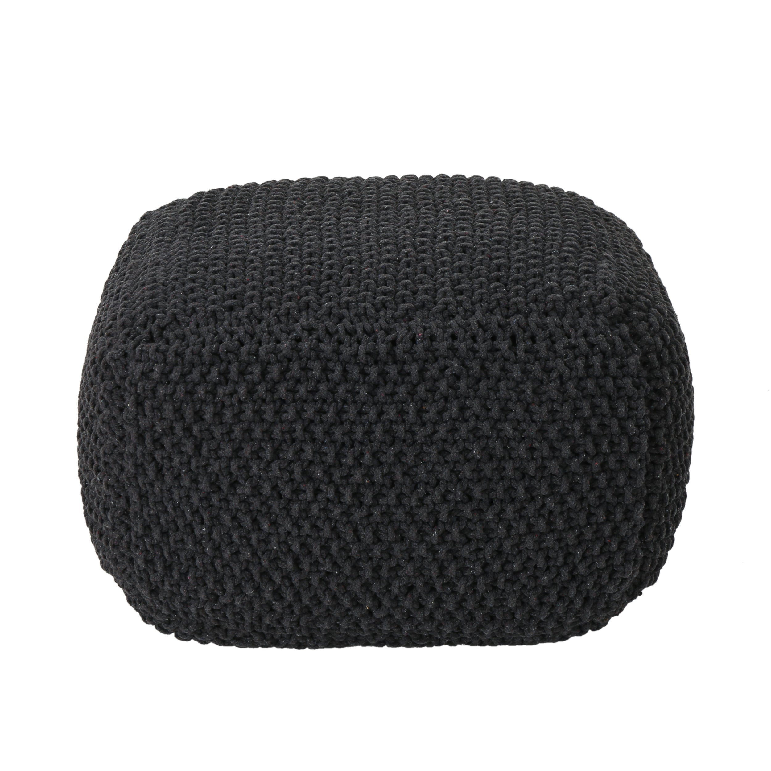 Hollis Knitted Cotton Square Pouf