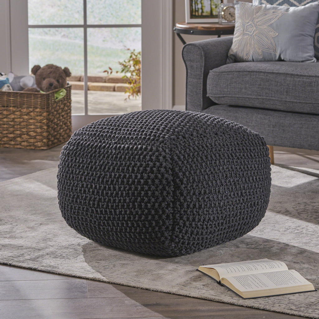 Hollis Knitted Cotton Square Pouf