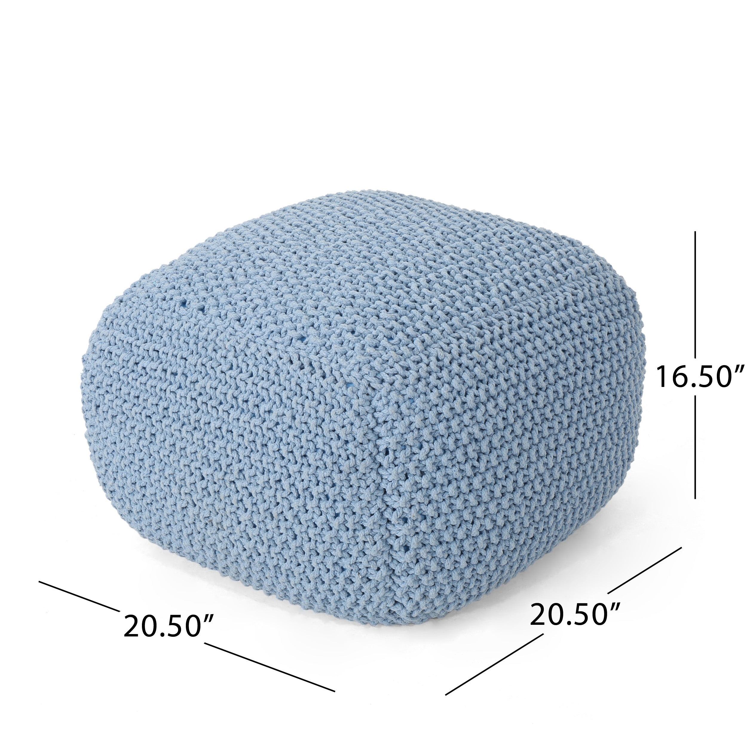 Hollis Knitted Cotton Square Pouf