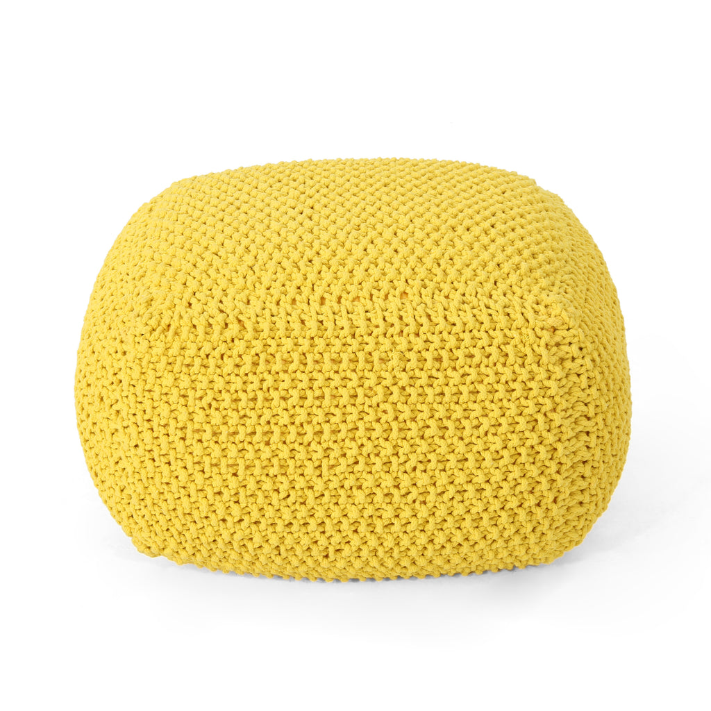 Hollis Knitted Cotton Square Pouf