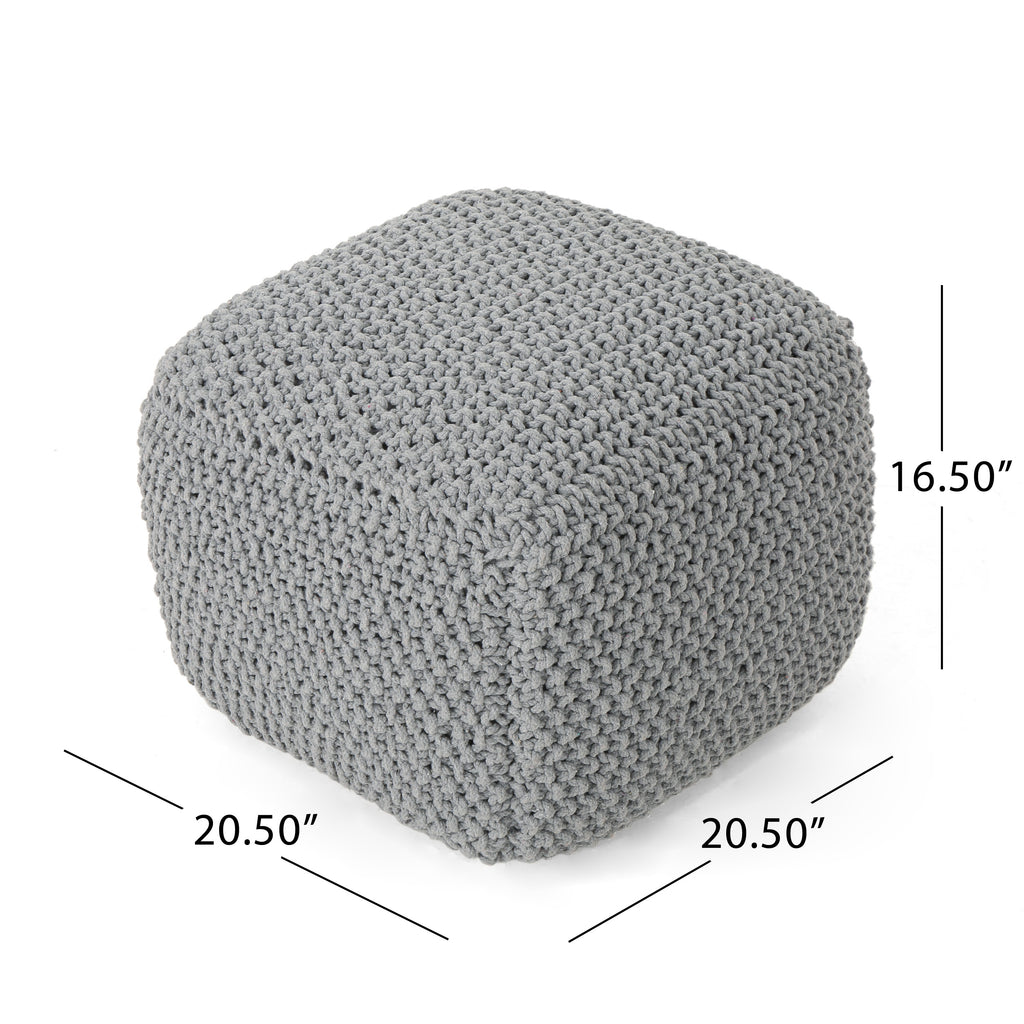 Finch Knitted Cotton Square Pouf