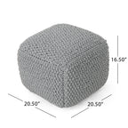 Finch Knitted Cotton Square Pouf