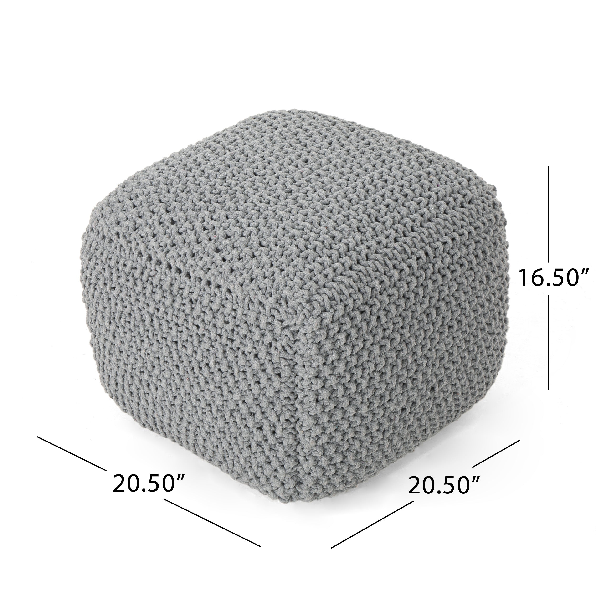 Finch Knitted Cotton Square Pouf