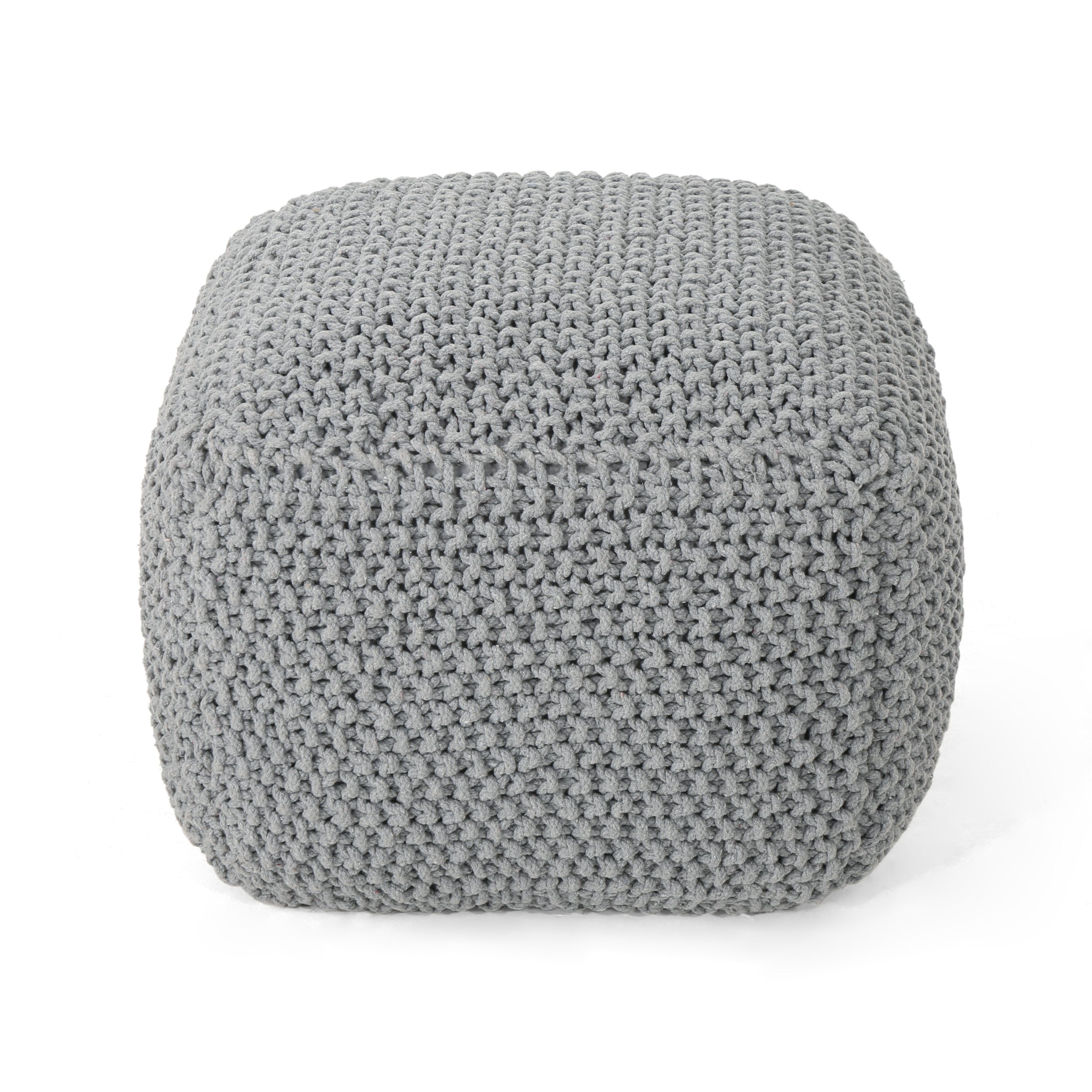 Finch Knitted Cotton Square Pouf
