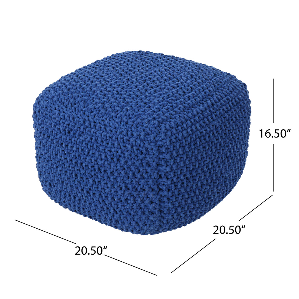 Finch Knitted Cotton Square Pouf