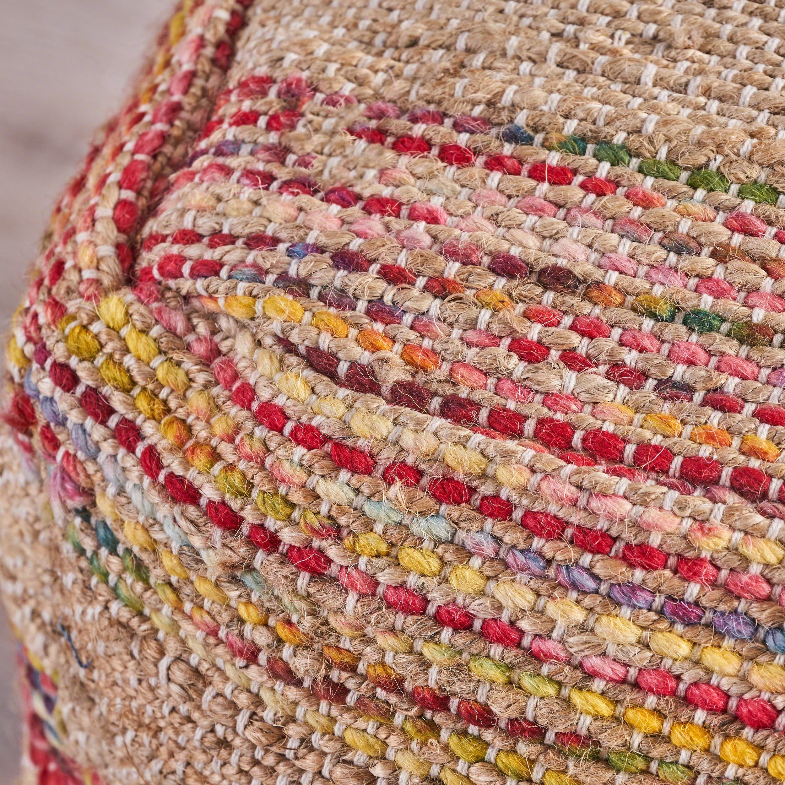 Lola Boho Handcrafted Fabric Cube Pouf