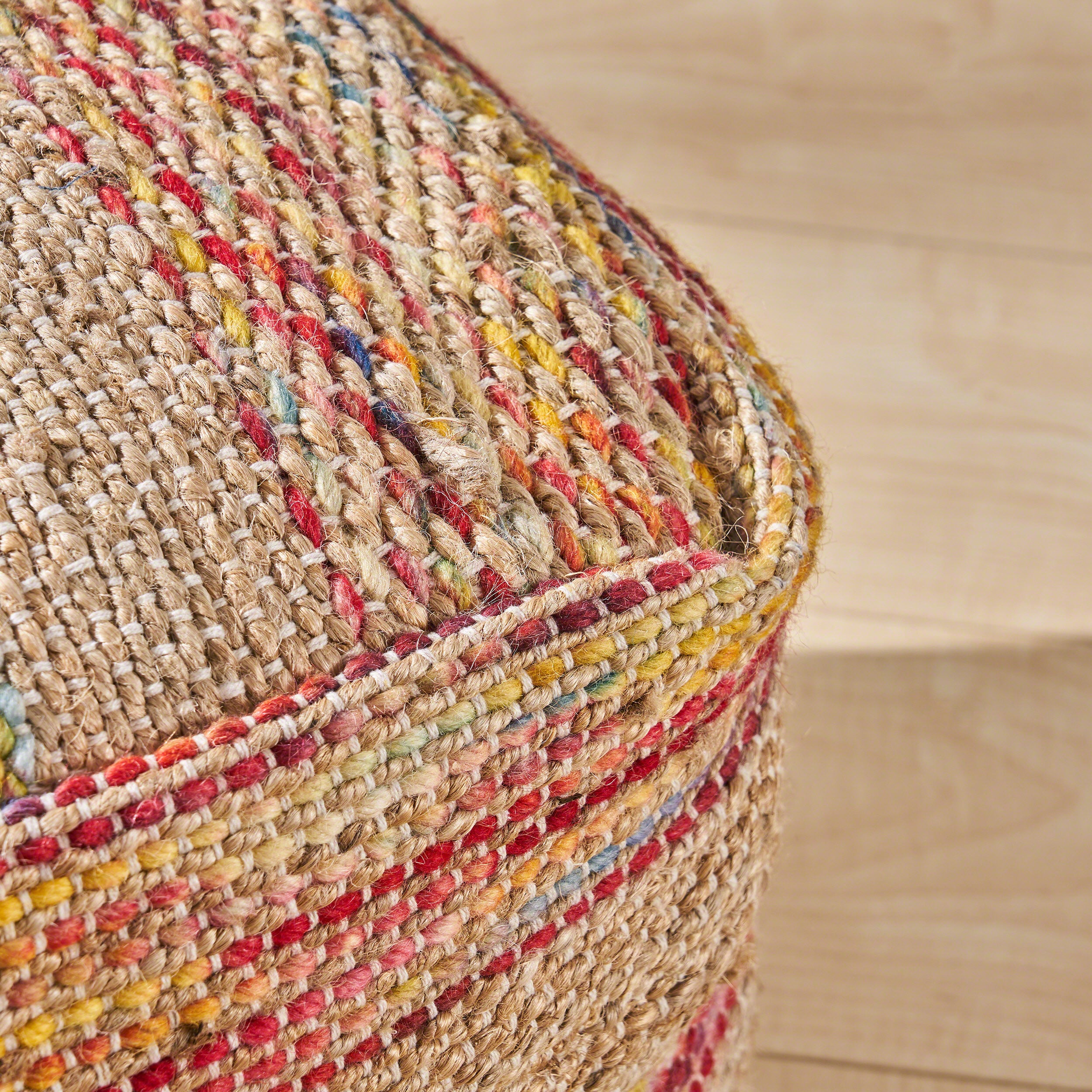 Lola Boho Hemp and Wool Pouf