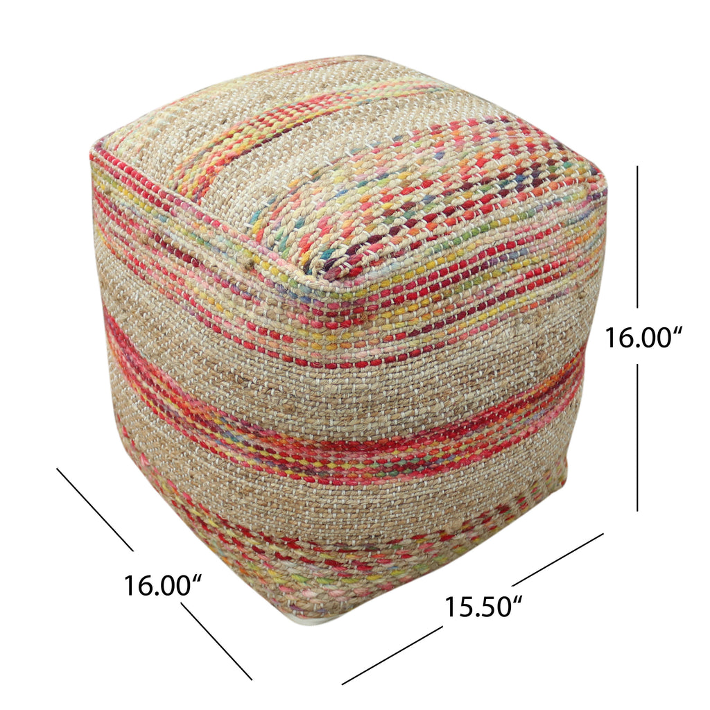 Lola Boho Hemp and Wool Pouf