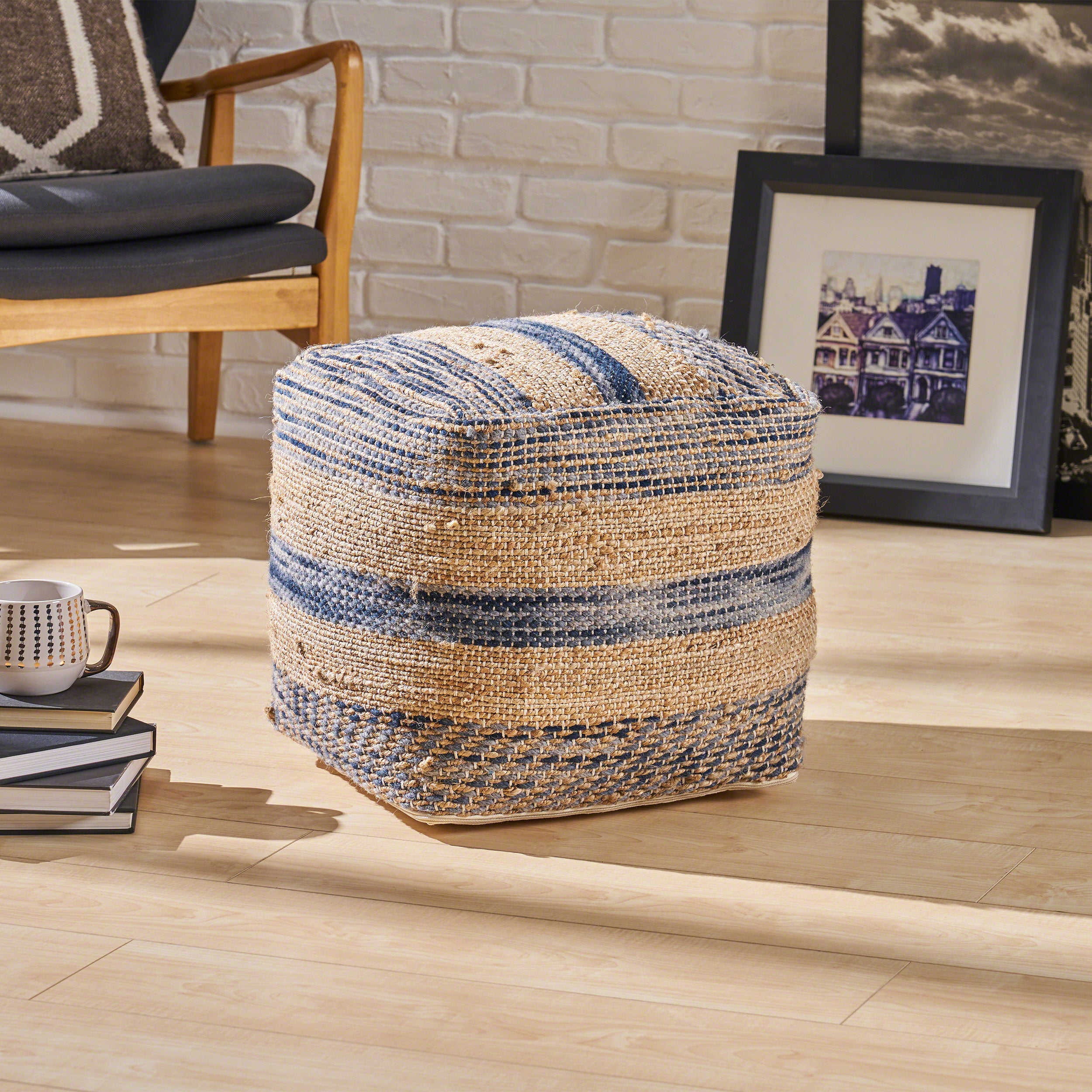 Lola Boho Hemp and Wool Pouf