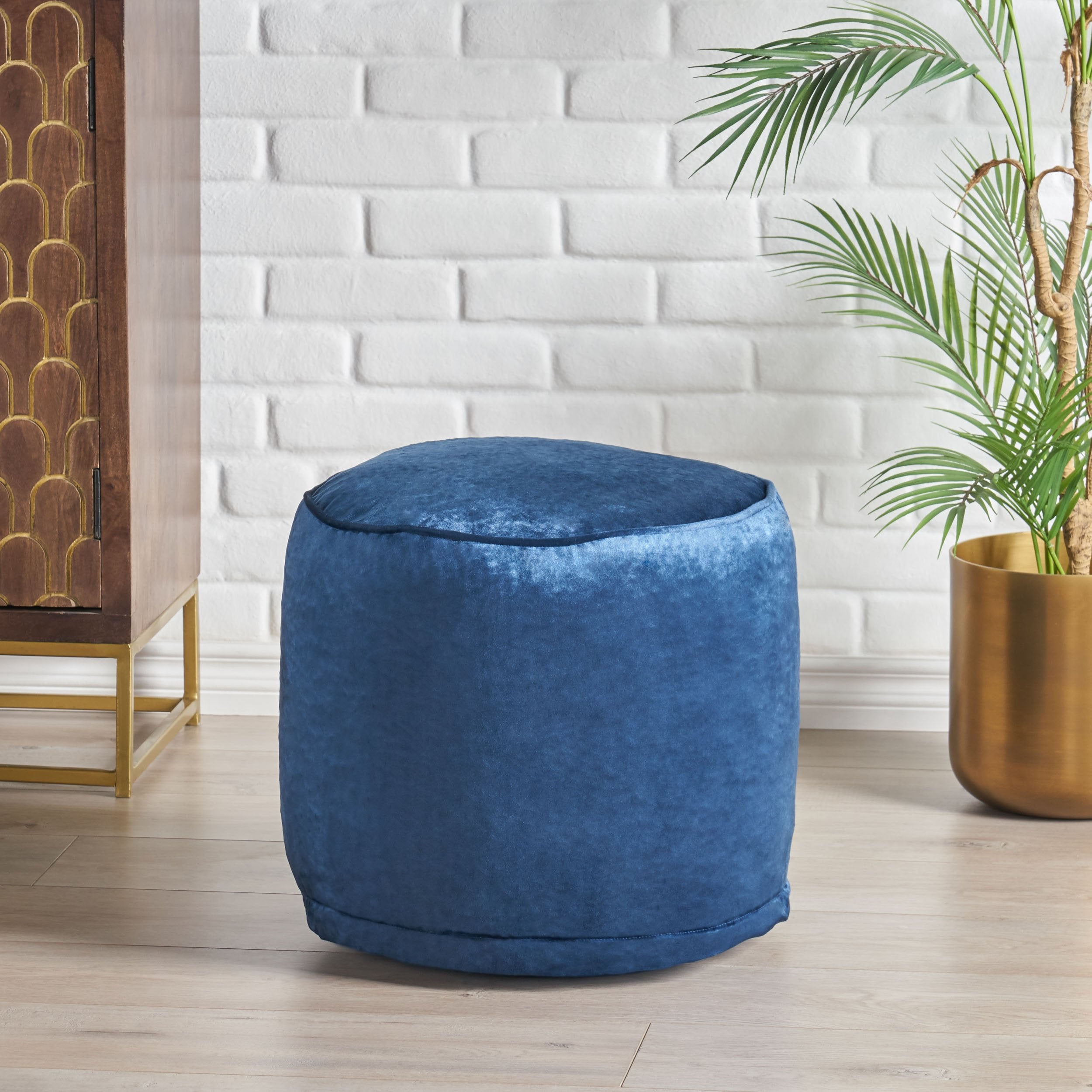 Bleckley Gwinnett Modern Velveteen Cylinder Pouf