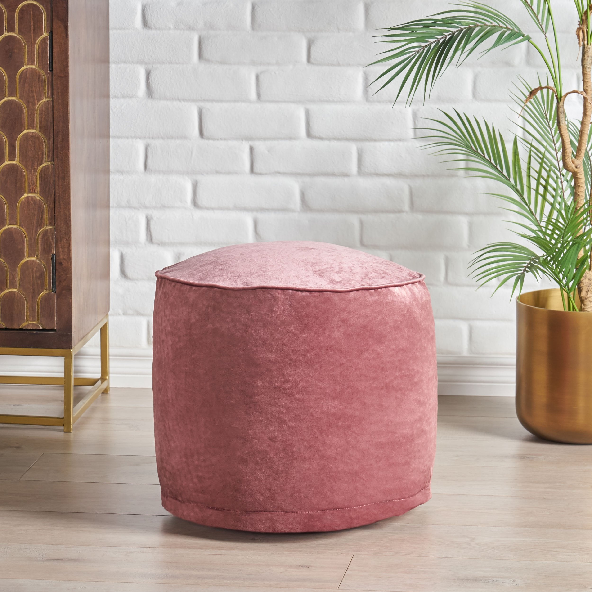 Bleckley Gwinnett Modern Velveteen Cylinder Pouf