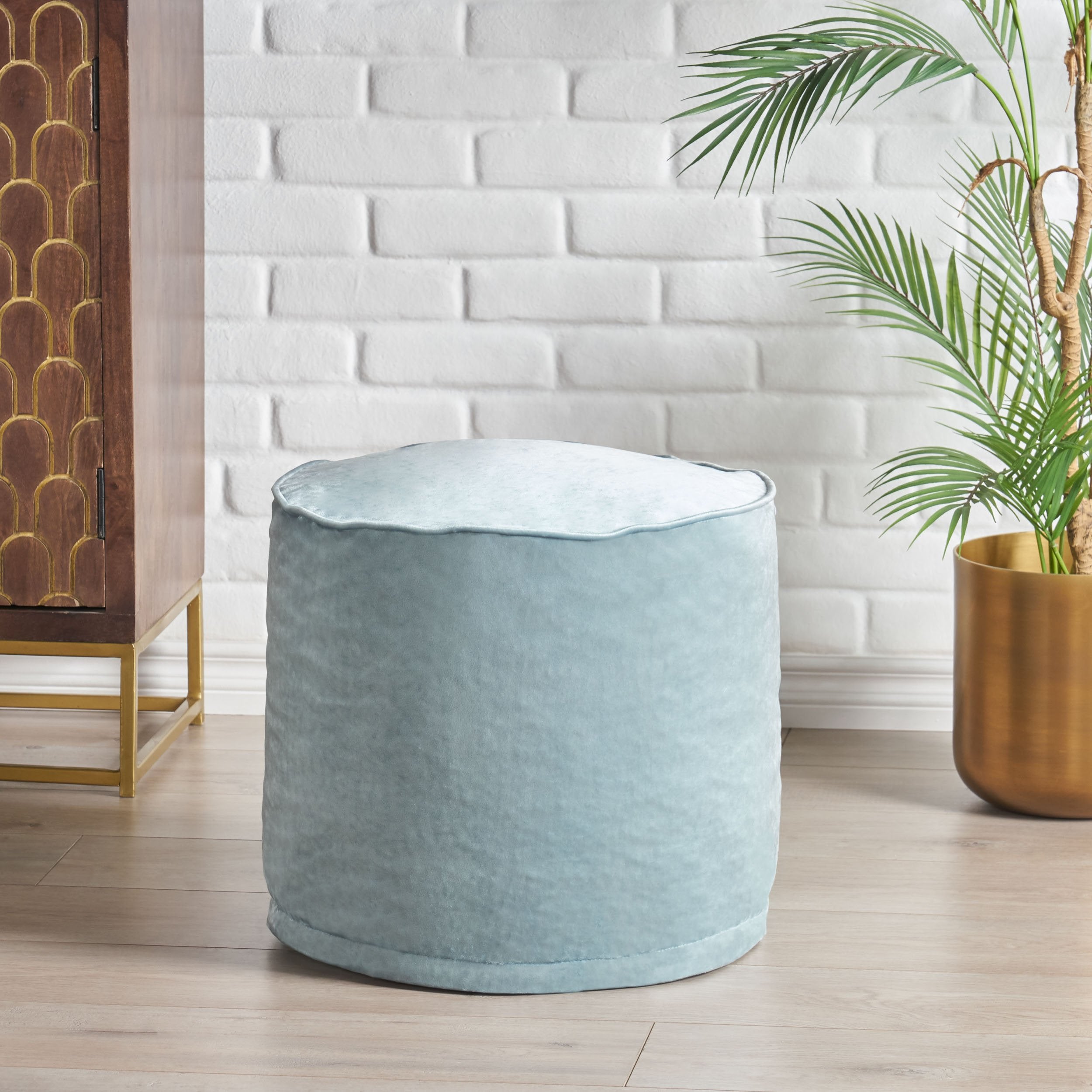Bleckley Gwinnett Modern Velveteen Cylinder Pouf