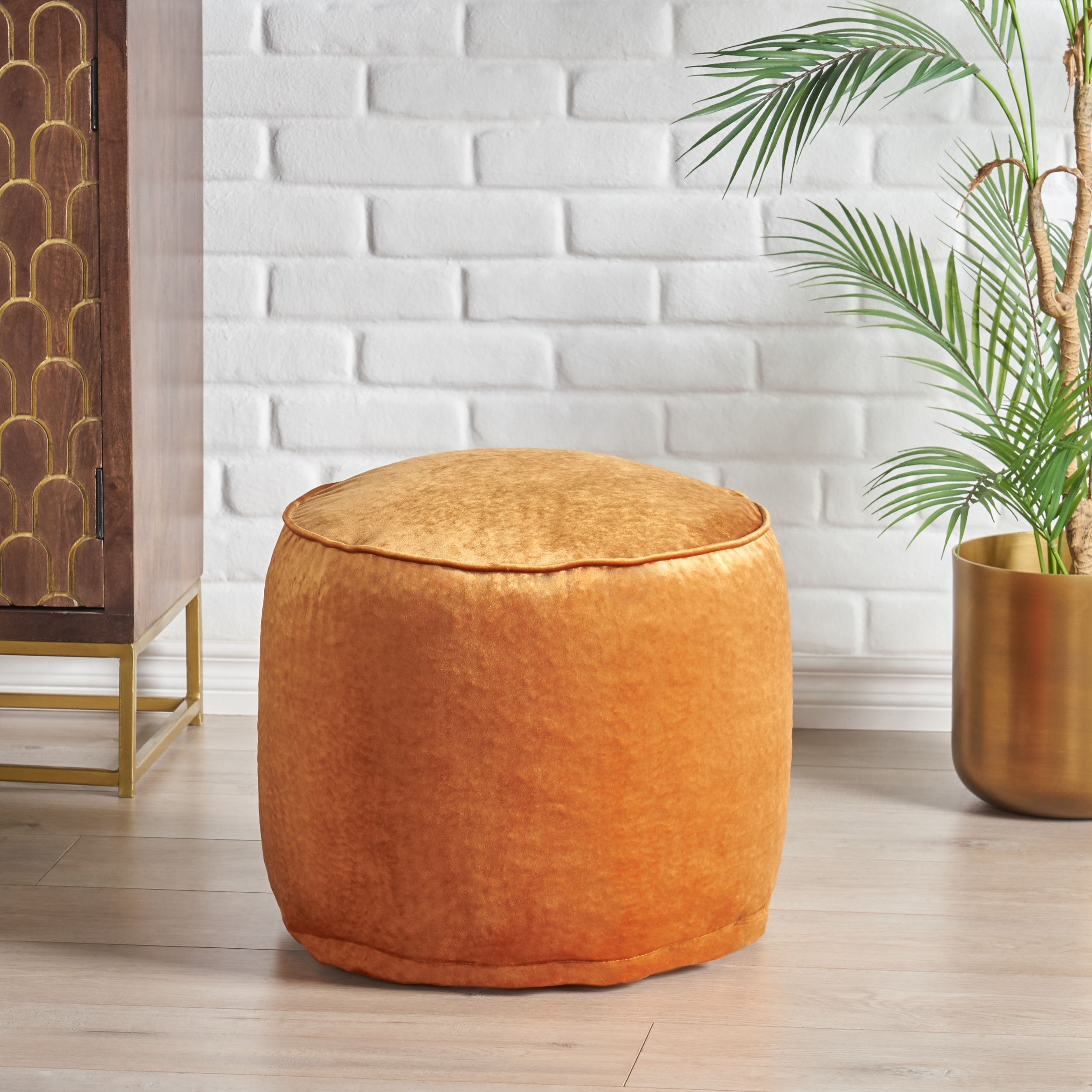 Bleckley Gwinnett Modern Velveteen Cylinder Pouf
