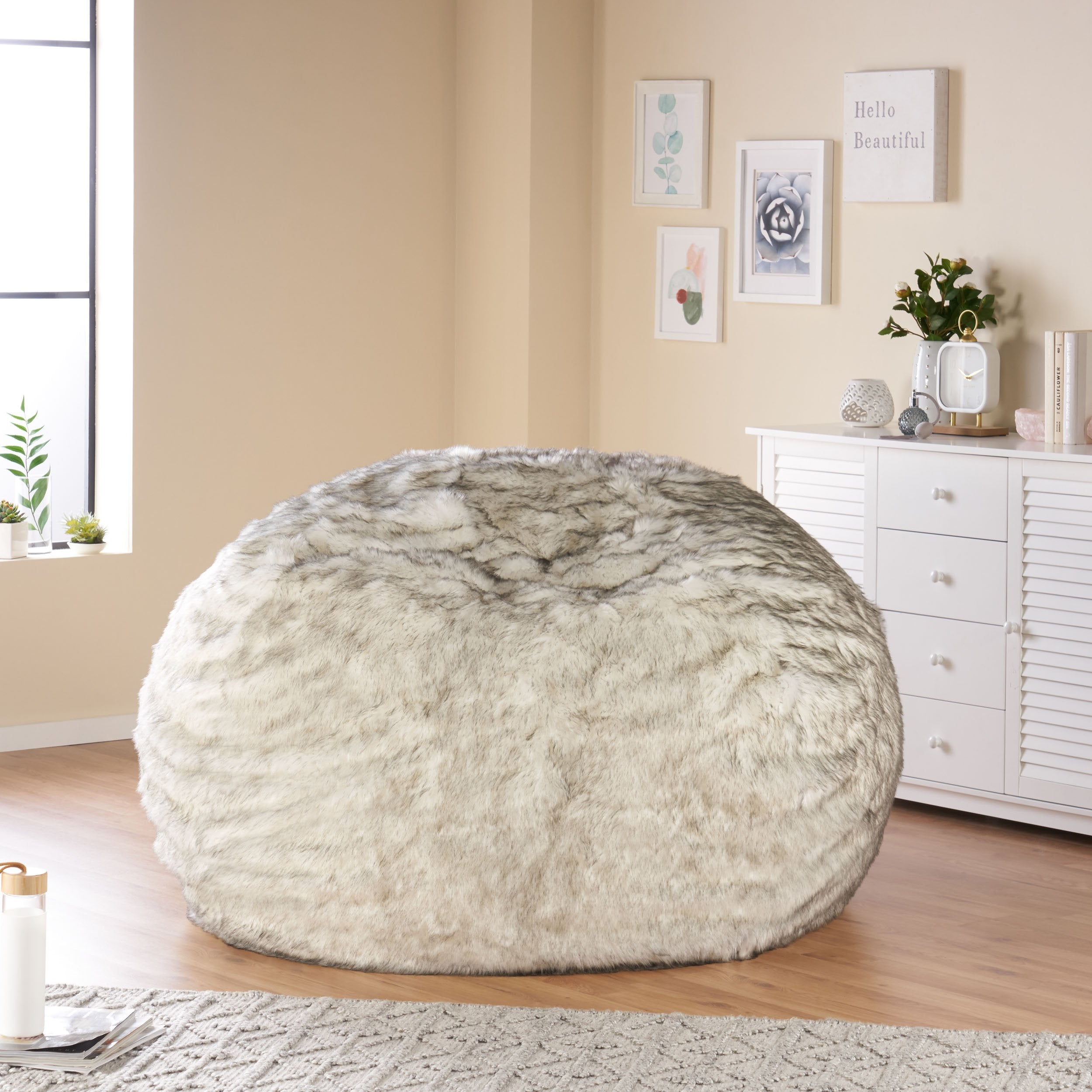 Terrell Schley Modern Glam 5 Foot Short Faux Fur Bean Bag