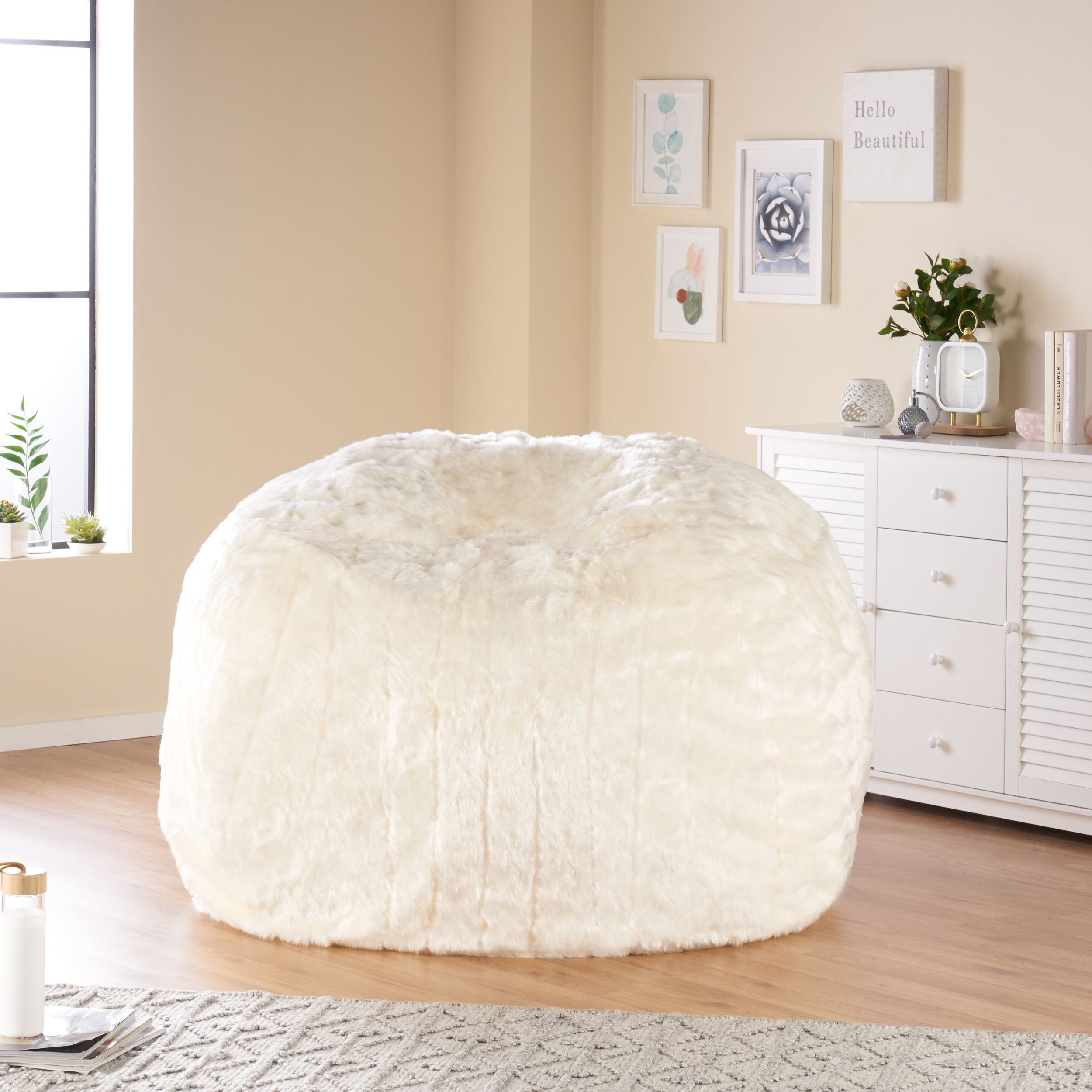 Terrell Schley Modern Glam 5 Foot Short Faux Fur Bean Bag