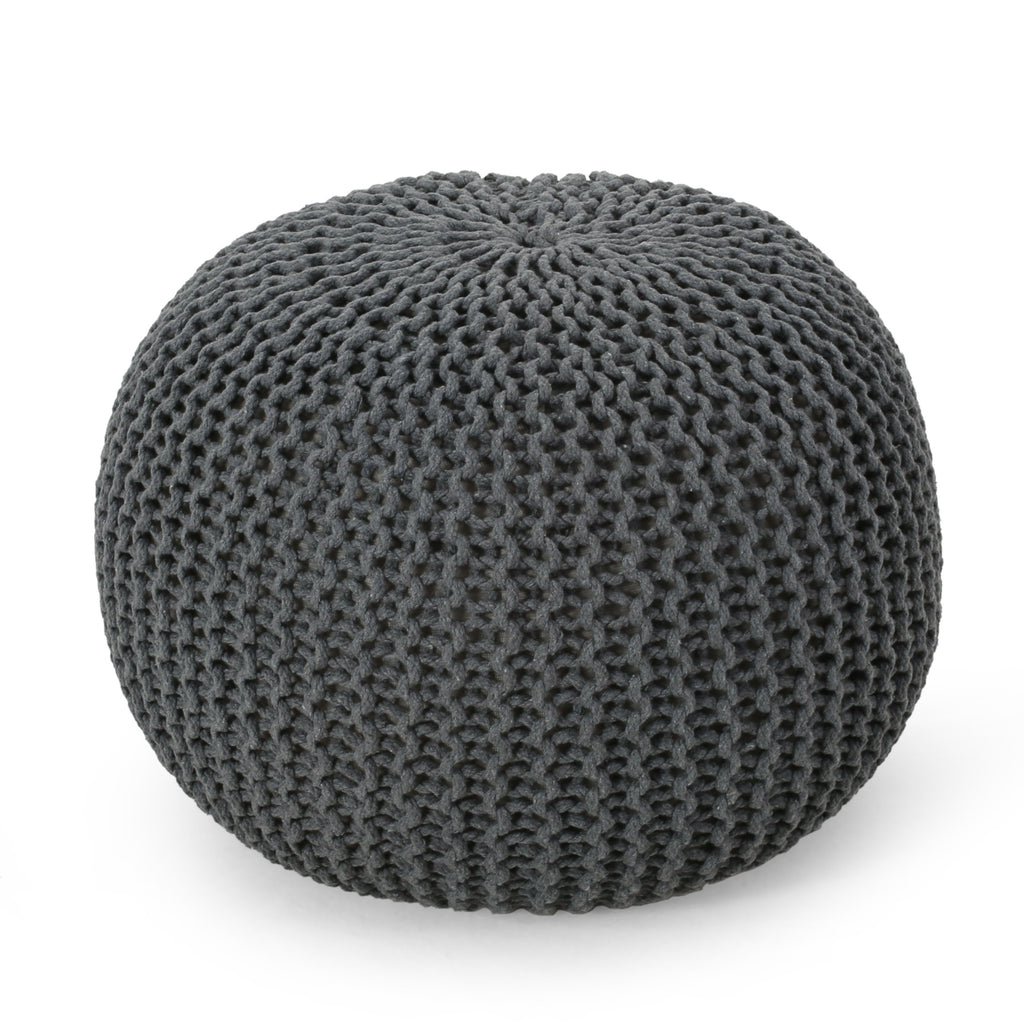 Barwick Modern Knitted Cotton Round Pouf