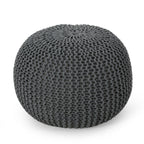 Barwick Modern Knitted Cotton Round Pouf
