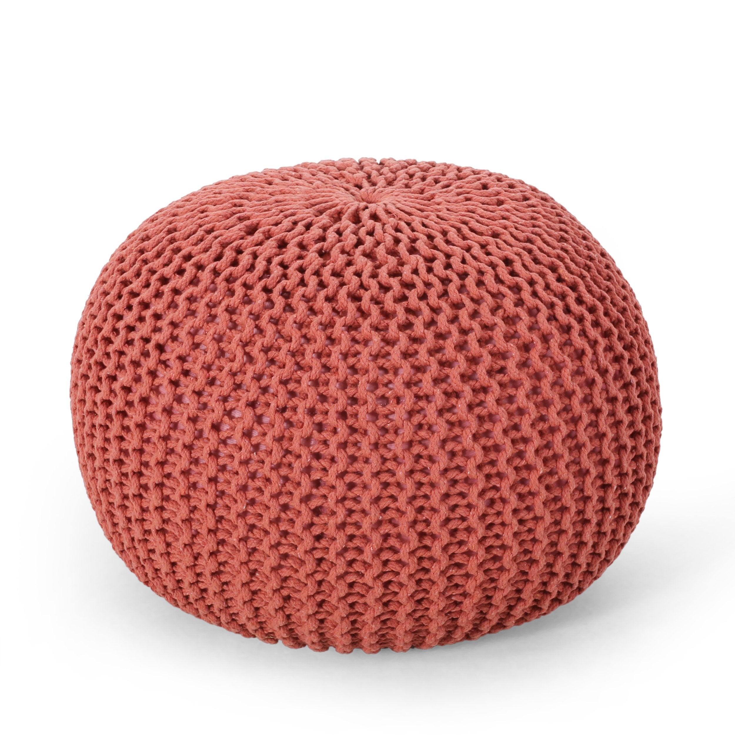 Barwick Modern Knitted Cotton Round Pouf