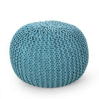 Barwick Modern Knitted Cotton Round Pouf