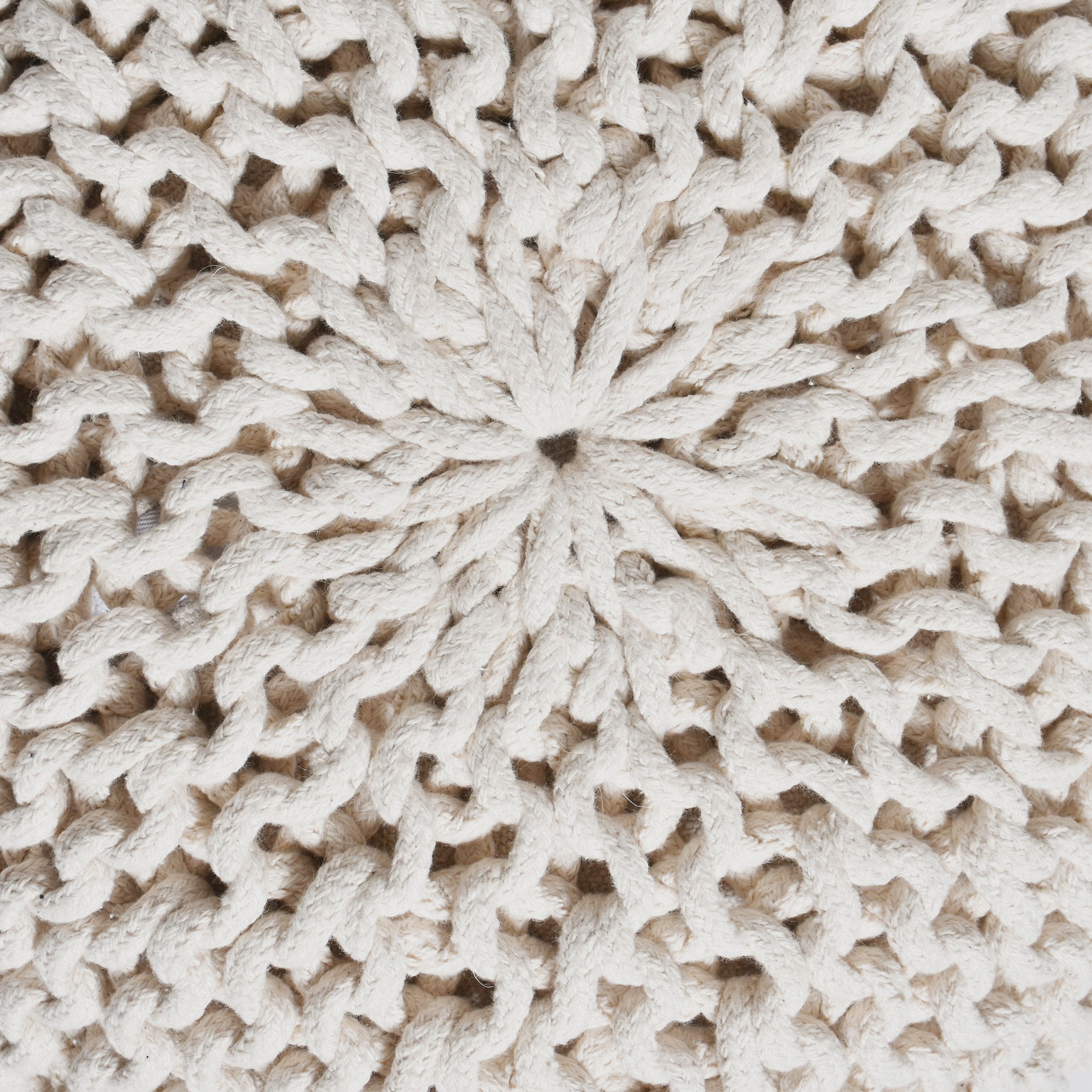 Poona Handcrafted Round Knitted Pouf – Versatile Footrest & Extra Seating