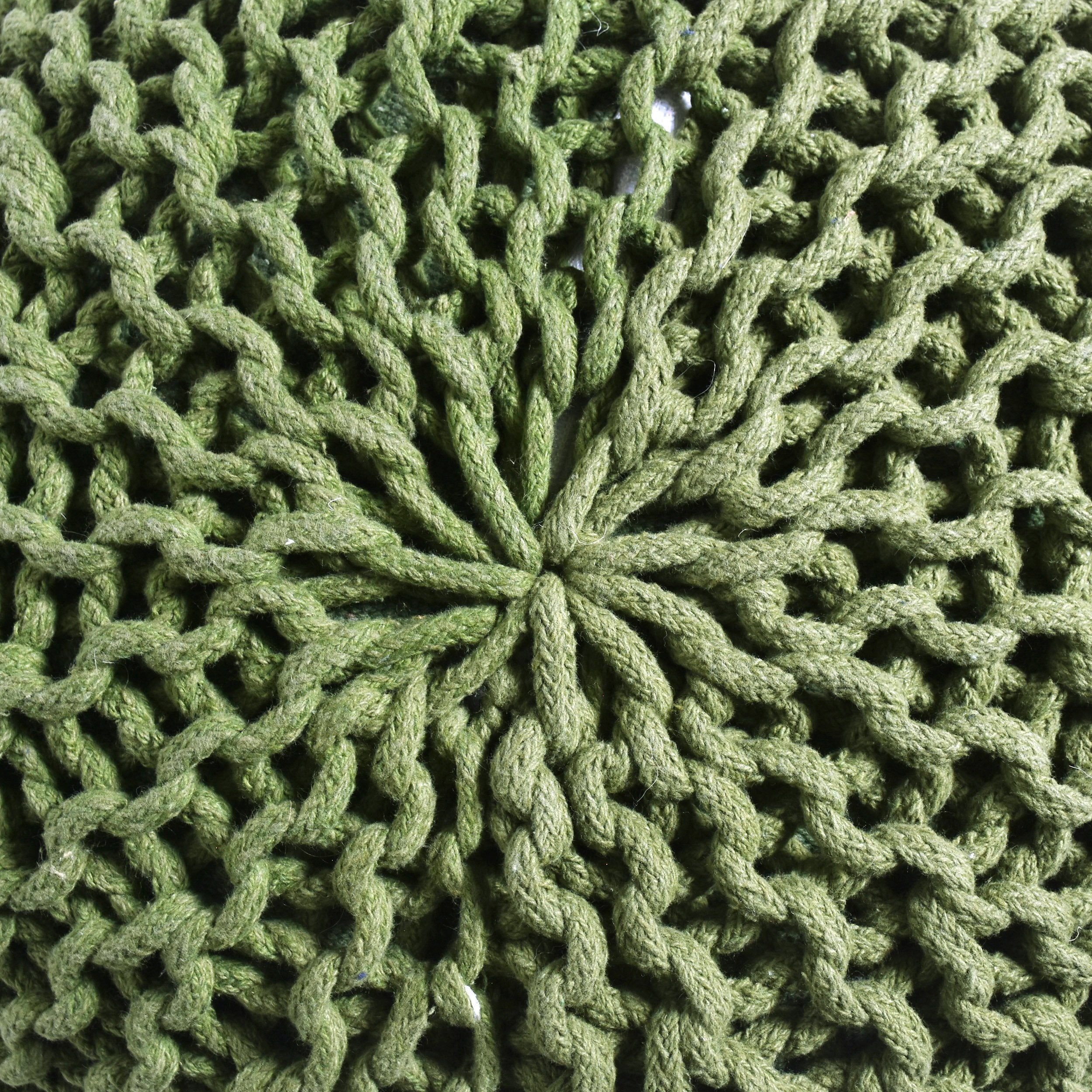 Poona Handcrafted Round Knitted Pouf – Versatile Footrest & Extra Seating