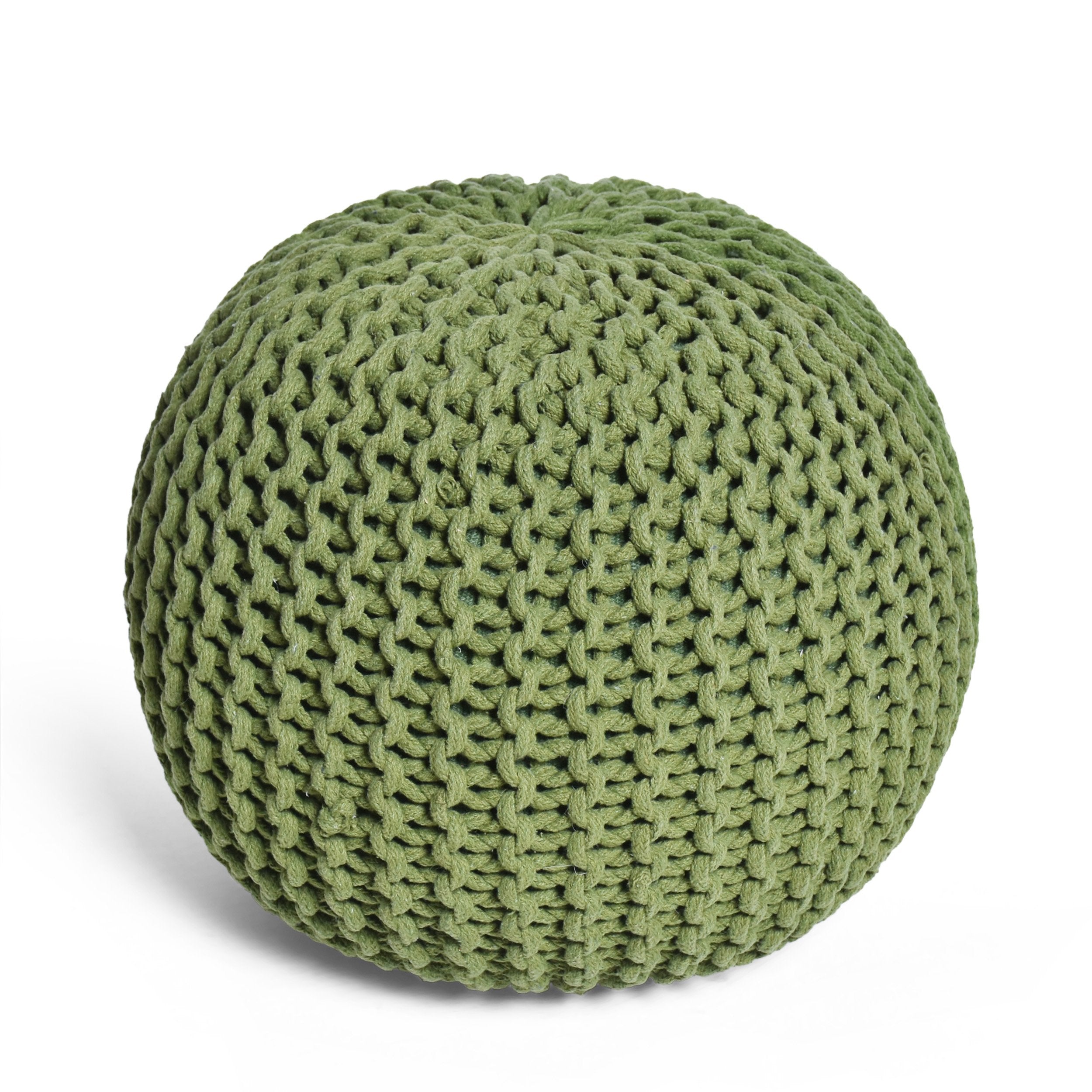 Poona Handcrafted Round Knitted Pouf – Versatile Footrest & Extra Seating