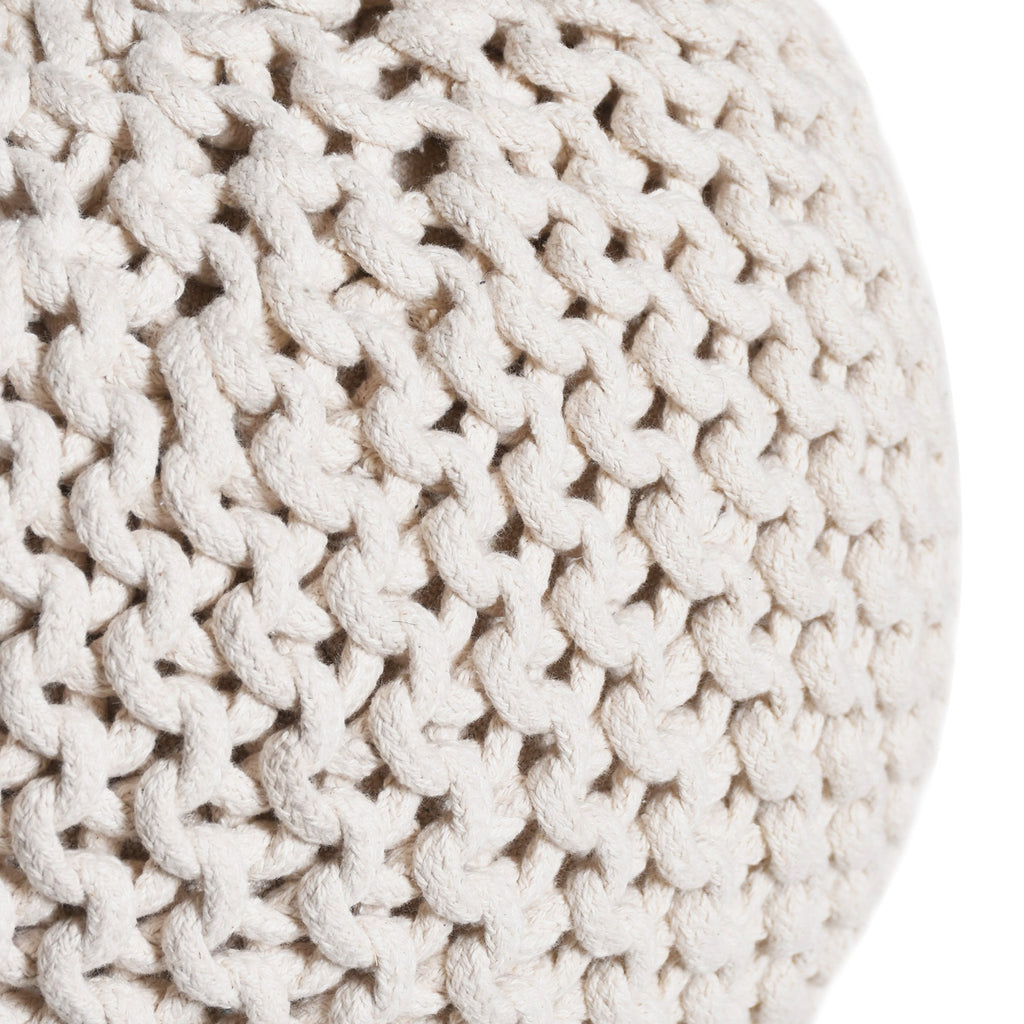 Poona Handcrafted Round Knitted Pouf – Versatile Footrest & Extra Seating