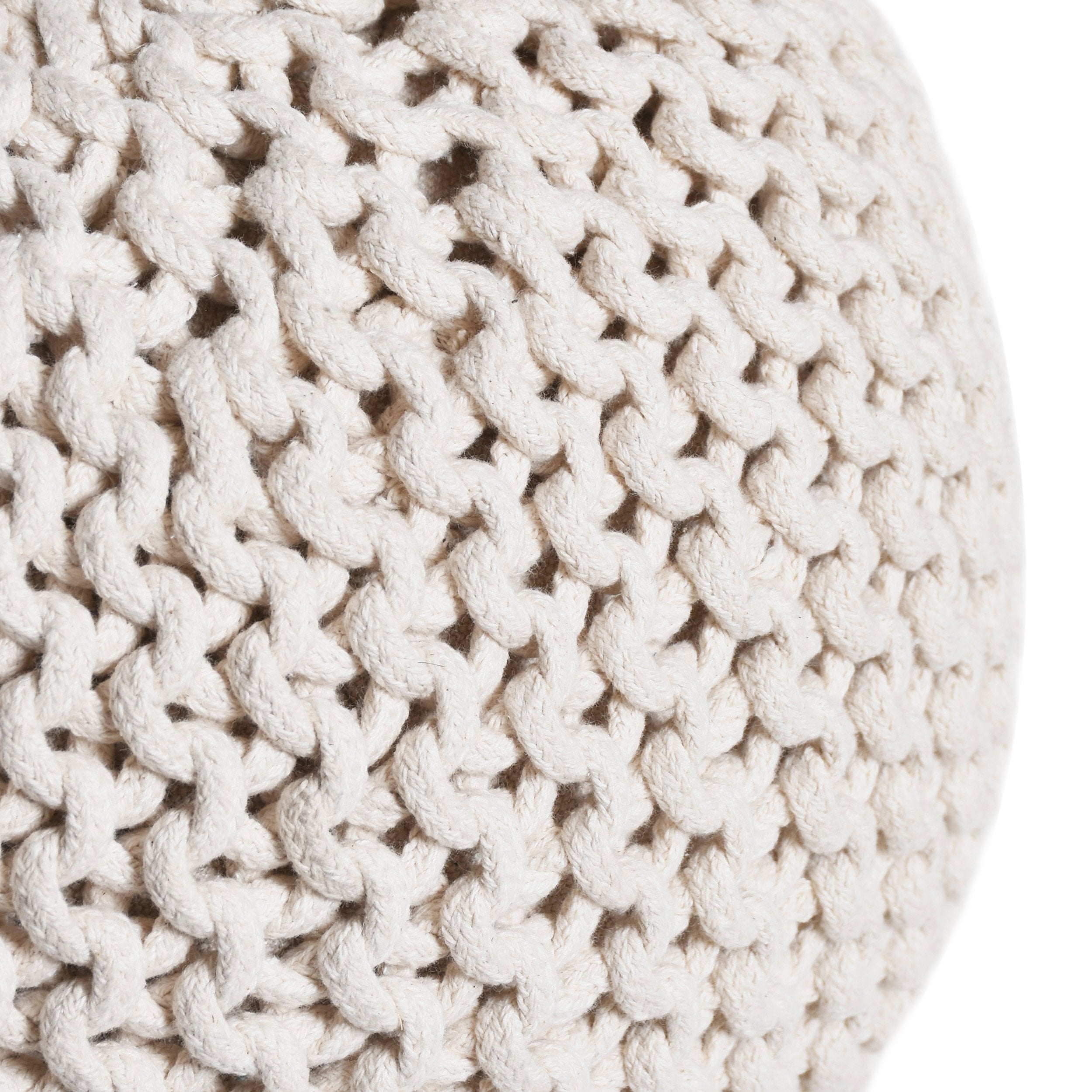 Poona Handcrafted Round Knitted Pouf – Versatile Footrest & Extra Seating