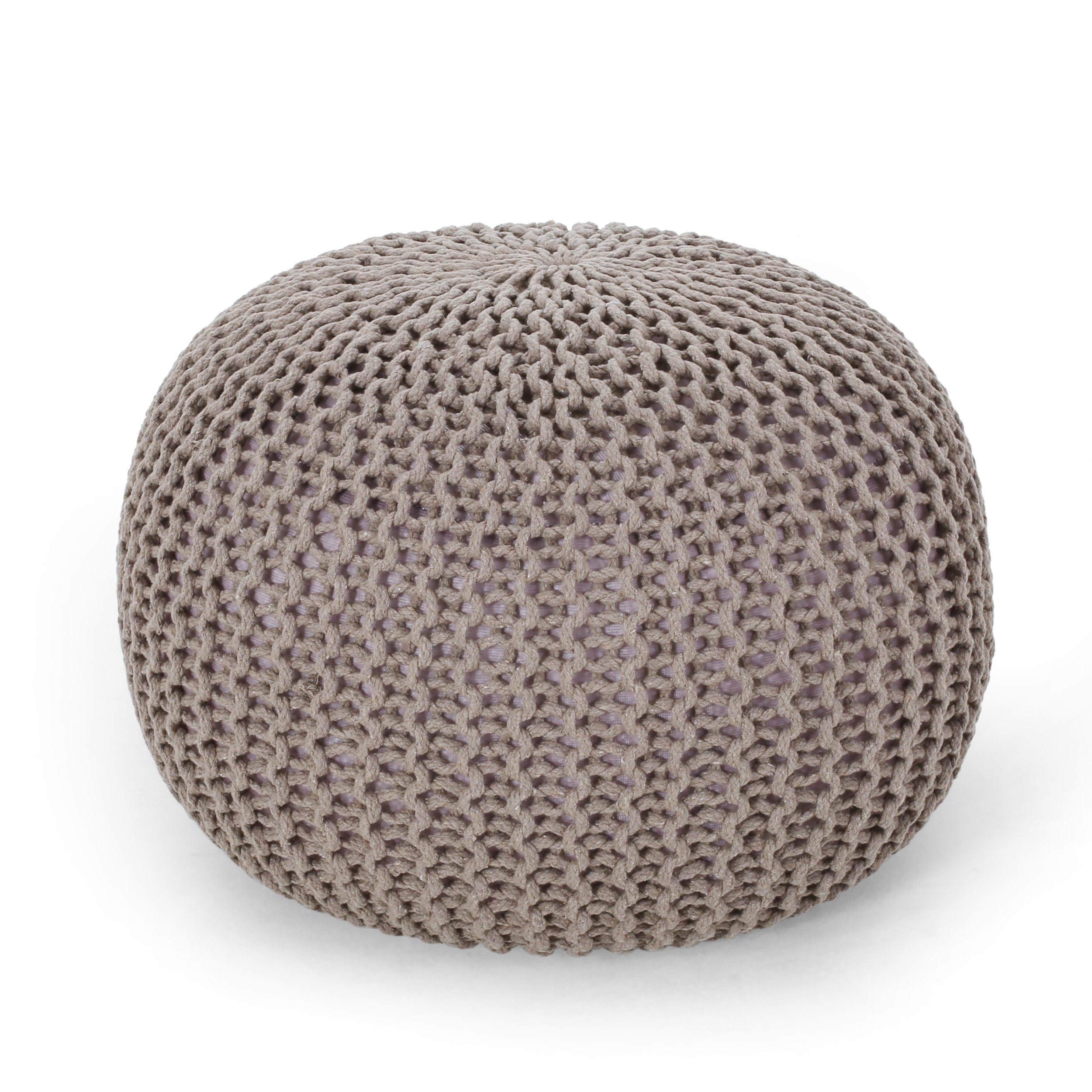 Barwick Modern Knitted Cotton Round Pouf