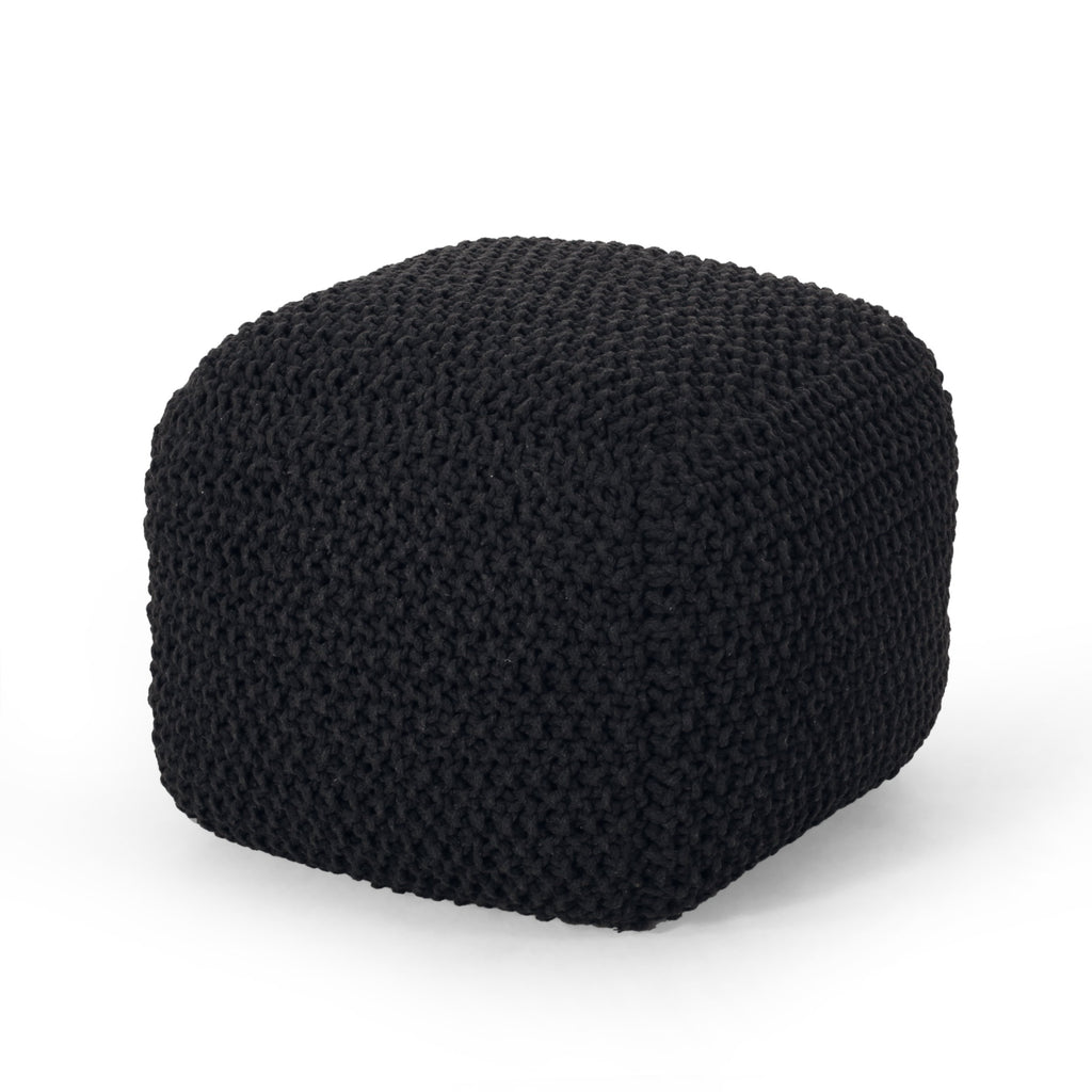Teresa Modern Knitted Cotton Cube Pouf