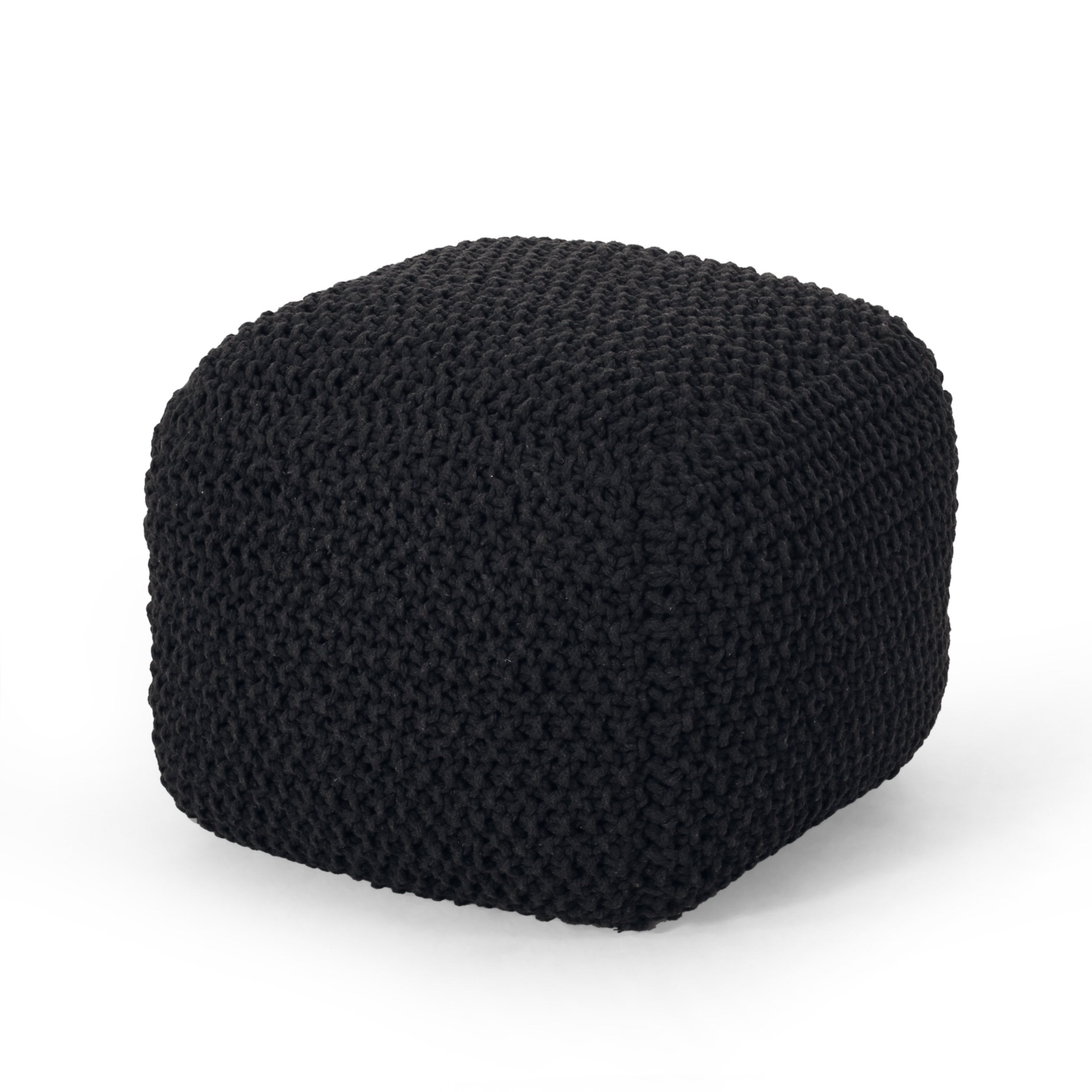 Teresa Modern Knitted Cotton Cube Pouf