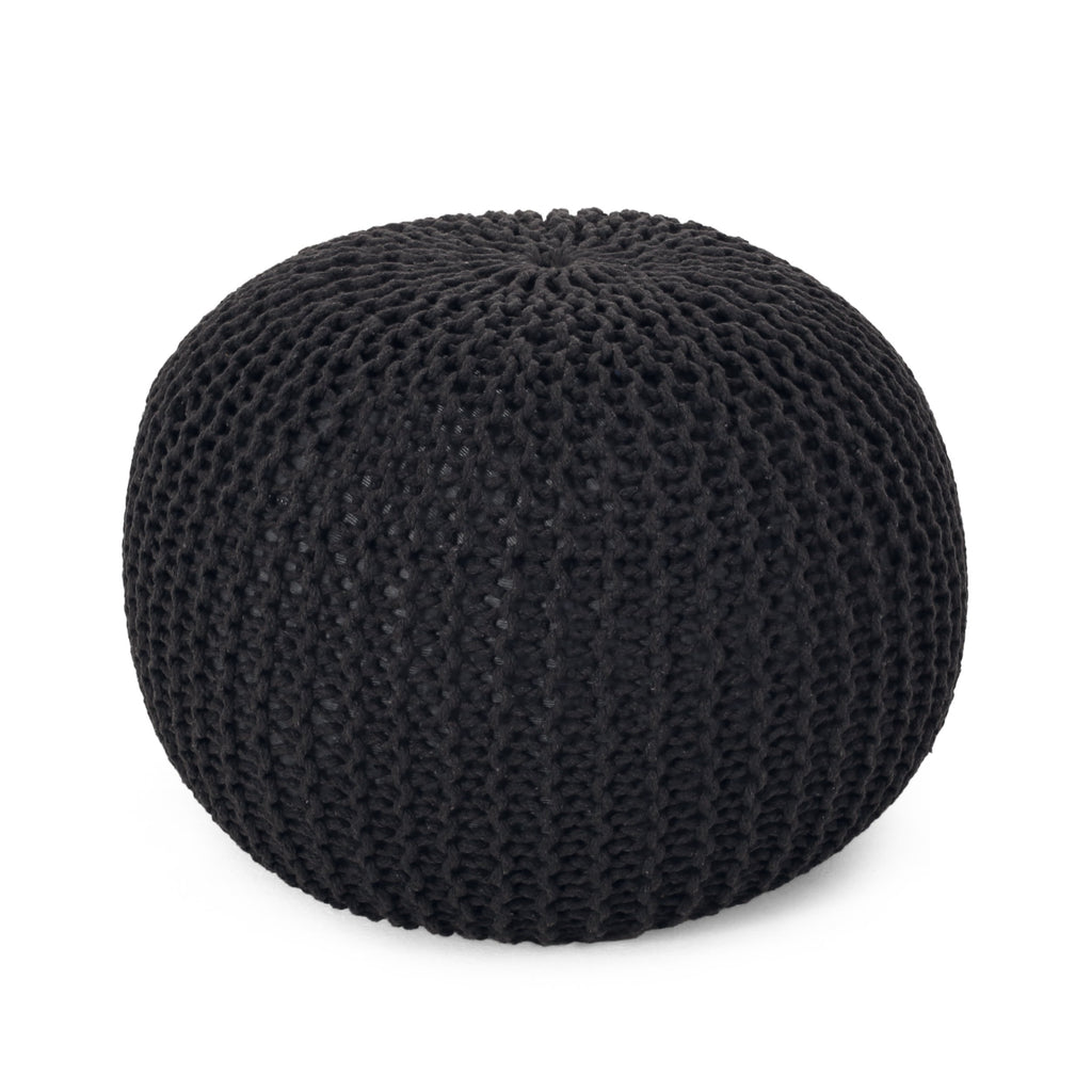 Belle Modern Knitted Cotton Round Pouf